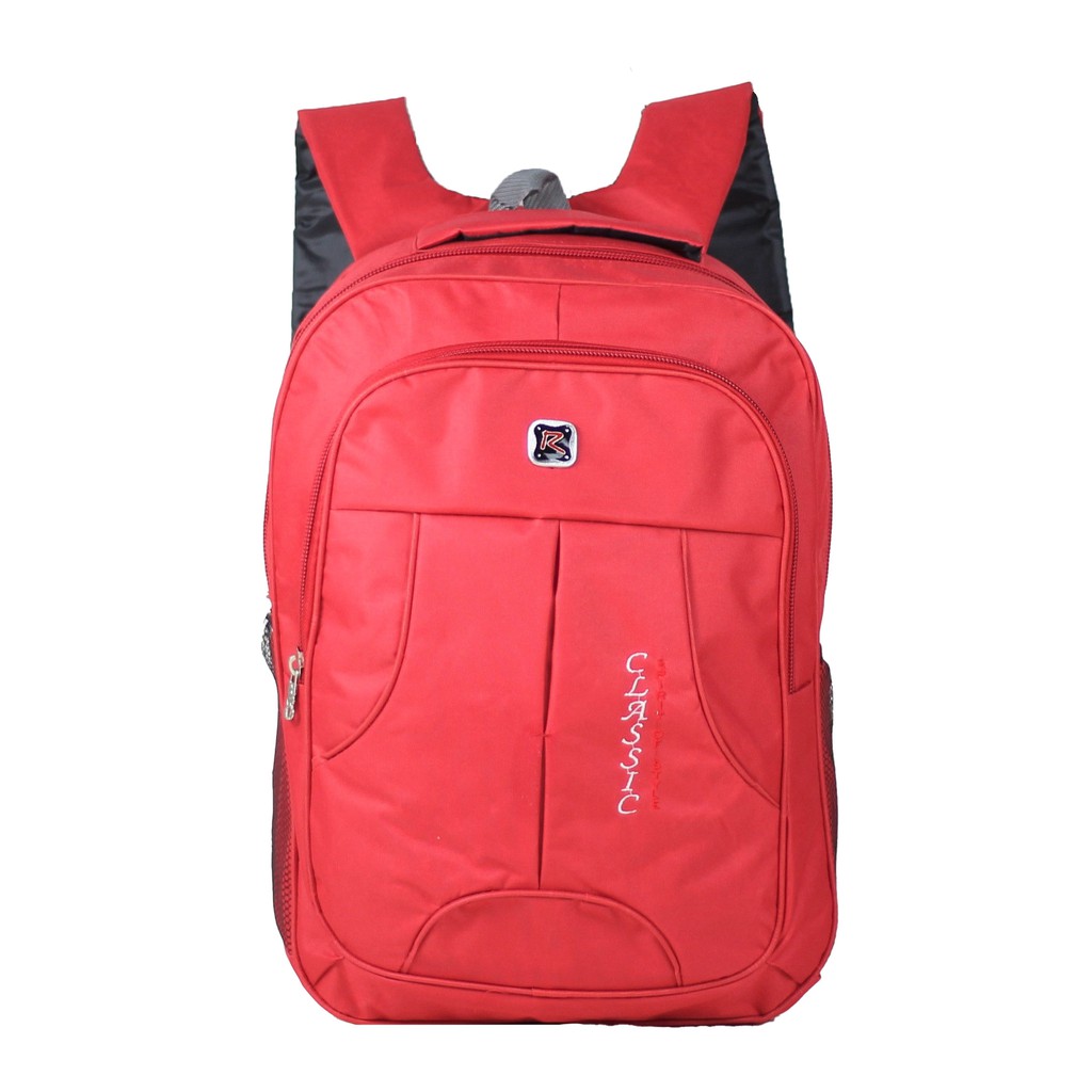 Tas Punggung Sekolah Kuliah Kerja Polo Classic Merah Backpack Nyaman Bonus Raincover