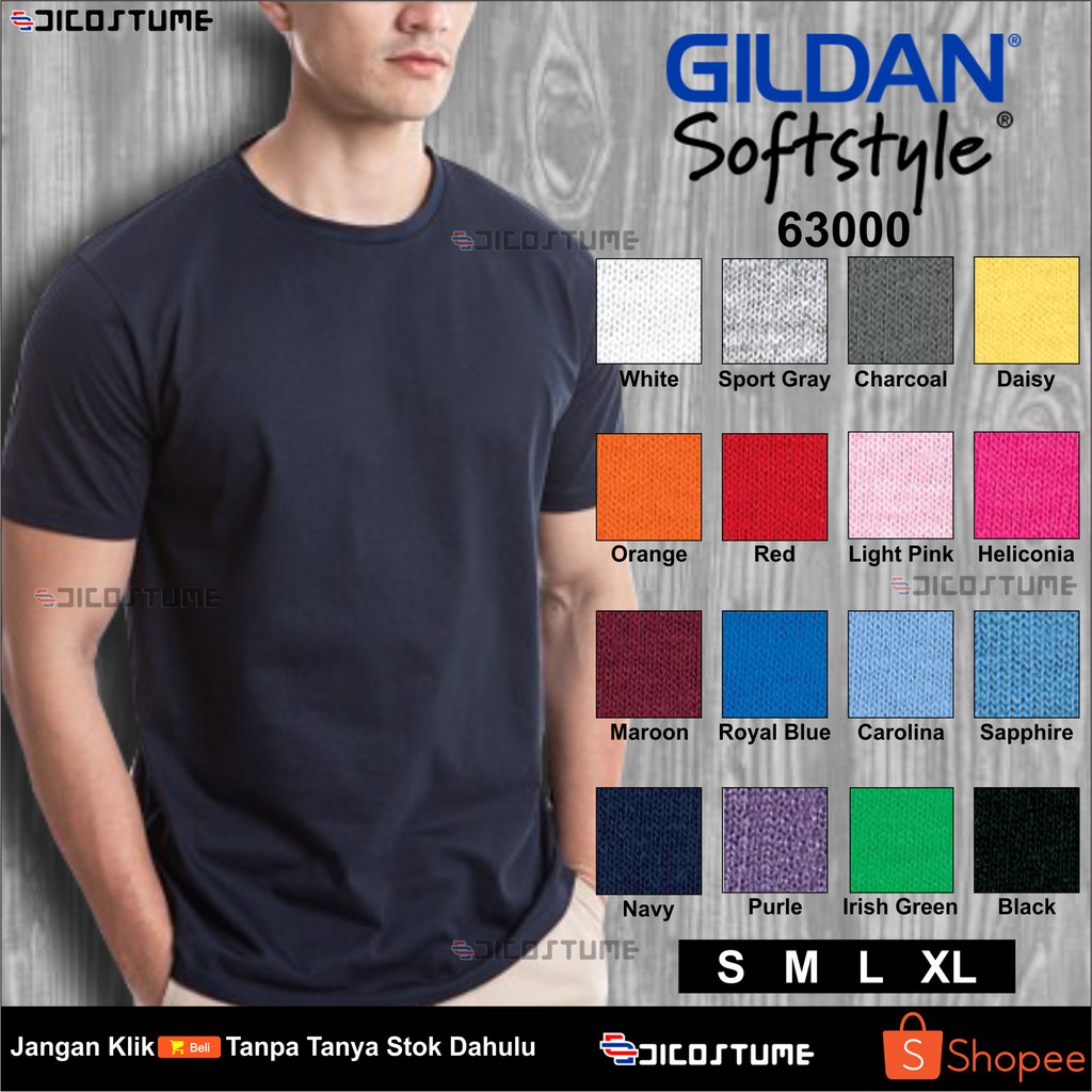  Kaos  Polos  Gildan  Softstyle 63000 Shopee Indonesia