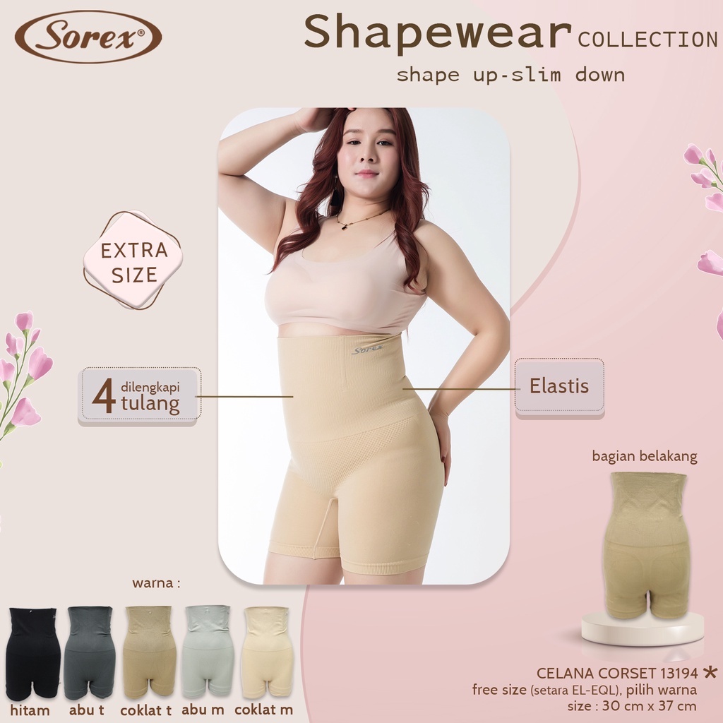 Panty Shapewear Sorex 13189 / celana shot korset pelangsing Sorex / korset sorex pasca melahirkan