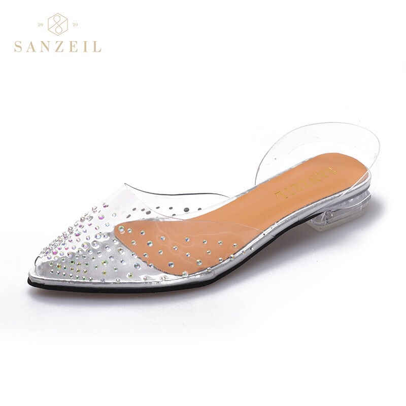 SG0001 syafniegalery Sanzeil Diamond Flat Shoes 3cm import sepatu transparan