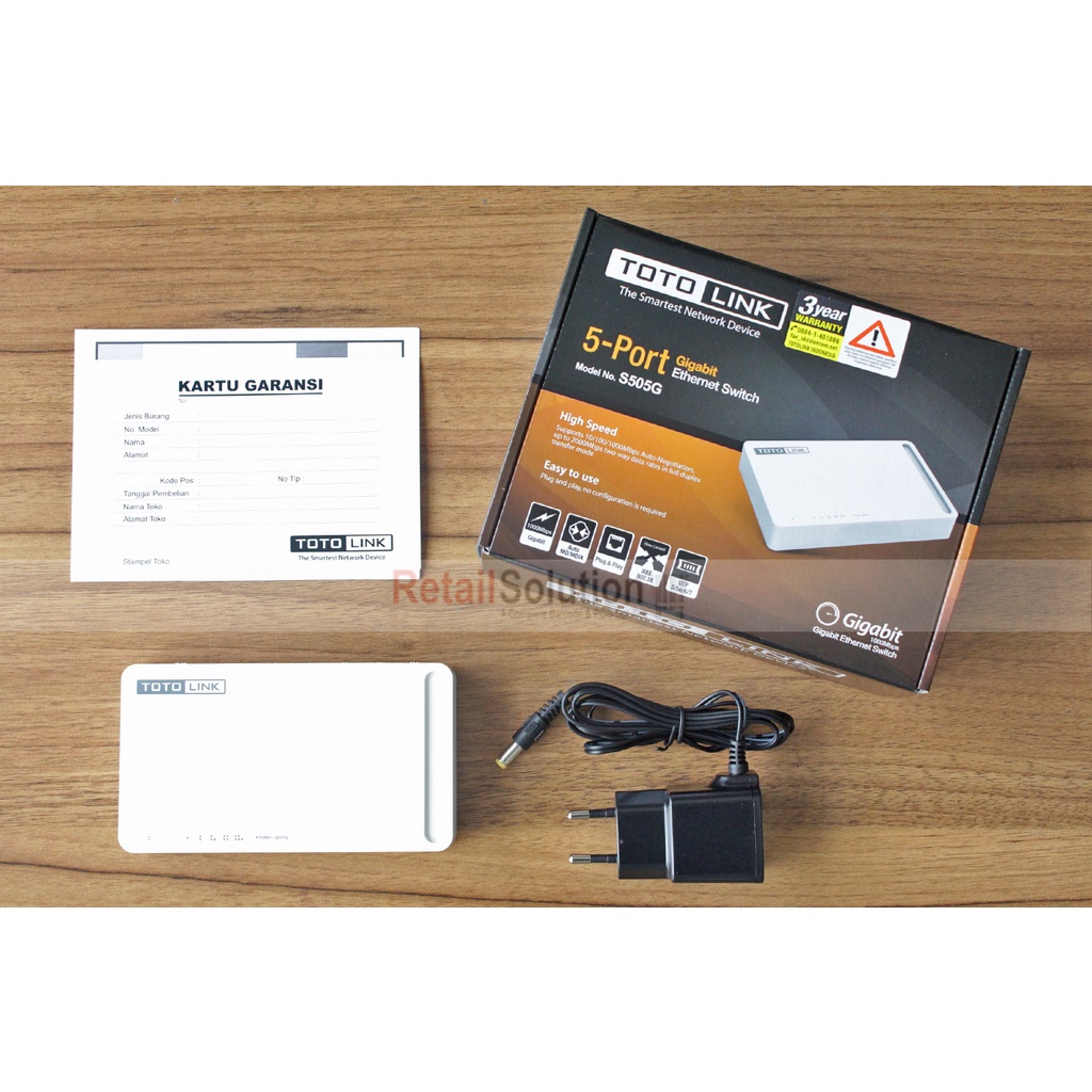 Desktop Switch Gigabit 5 Port Auto - TOTOLINK S505G Garansi Resmi