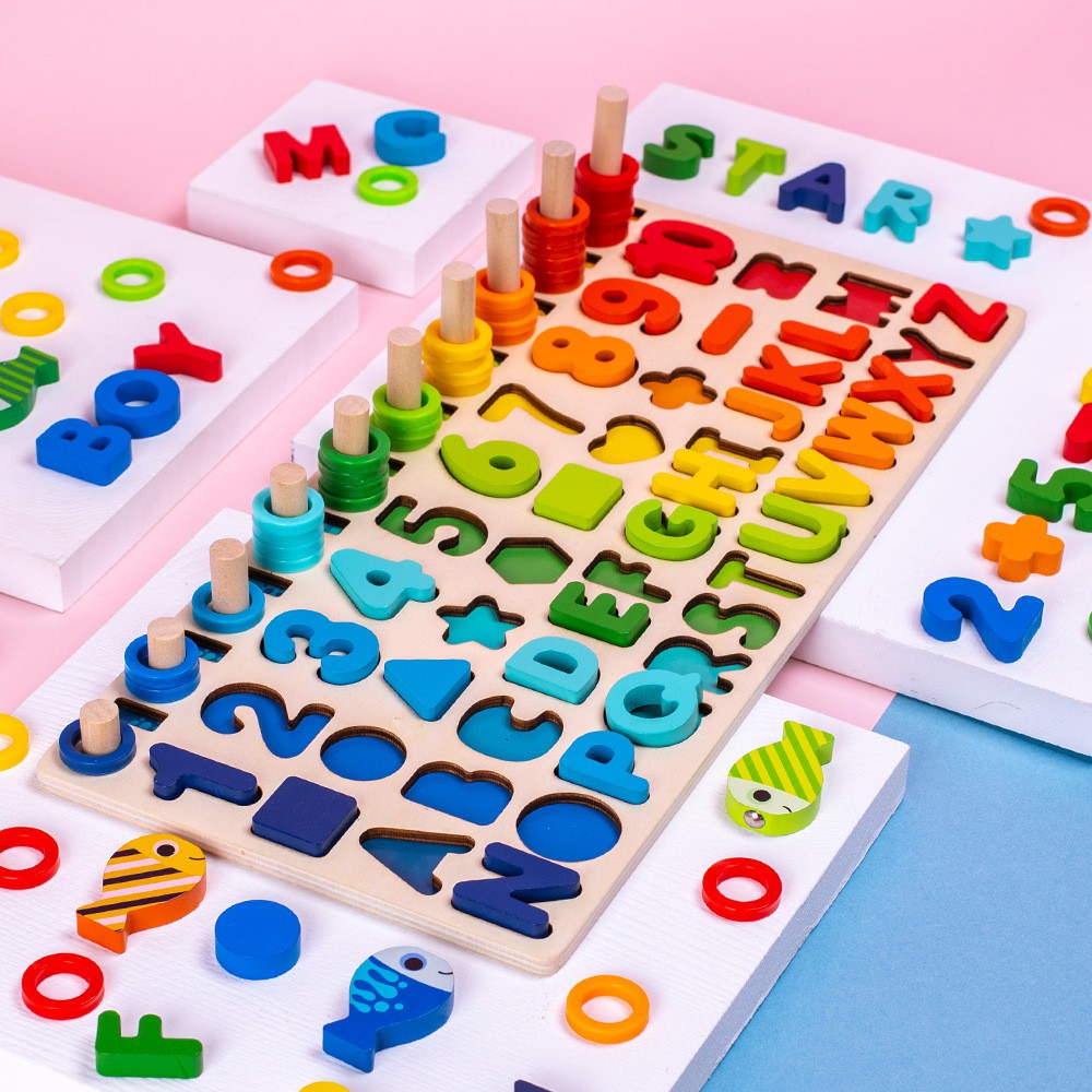 TweedyToys - Papan Domino Pancing Lengkap / Puzzle Kayu Huruf dan Angka Pancing Ikan Montessori