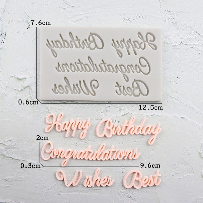 Cetakan Kue / Coklat / Fondant Bentuk Tulisan Best Wishes Happy Birthday 3d Bahan Silikon Untuk Dekorasi