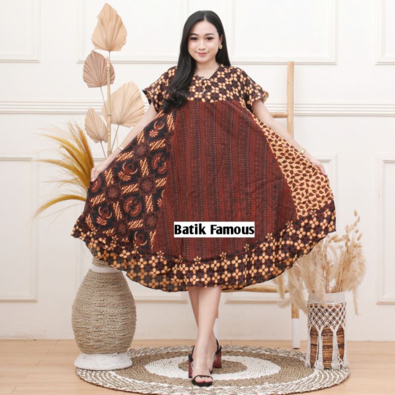 DASTER PAYUNG JUMBO COKLAT KANCING DEPAN BUSUI BUMIL-3