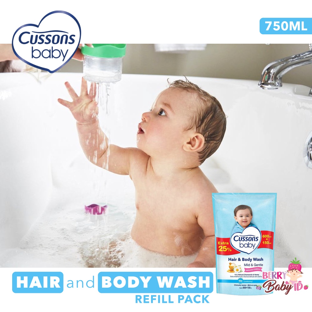 Cussons Baby Hair &amp; Body Wash Mild &amp; Gentle Sabun Shampo Bayi 750 ml Berry Mart