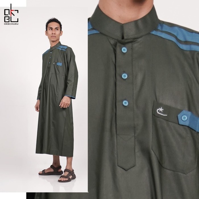 Jubah cordova hijau botol al-isra pakaian gamis pria muslim