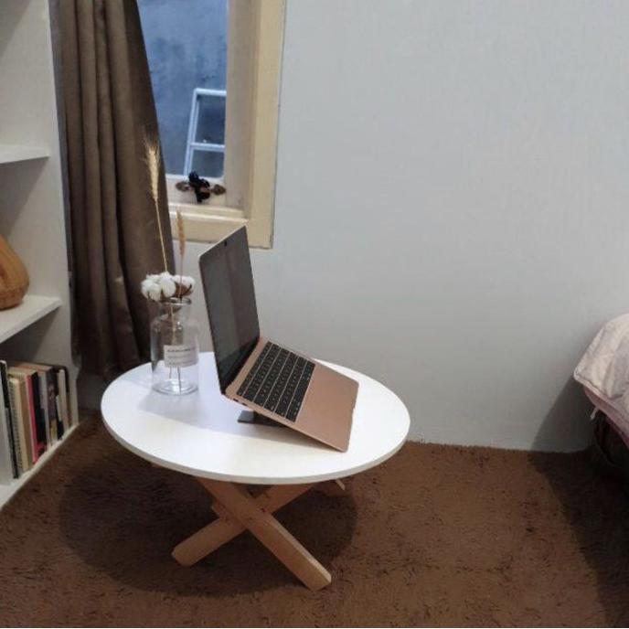 Meja Laptop Kayu Lipat Bulat Lesehan Guritababy