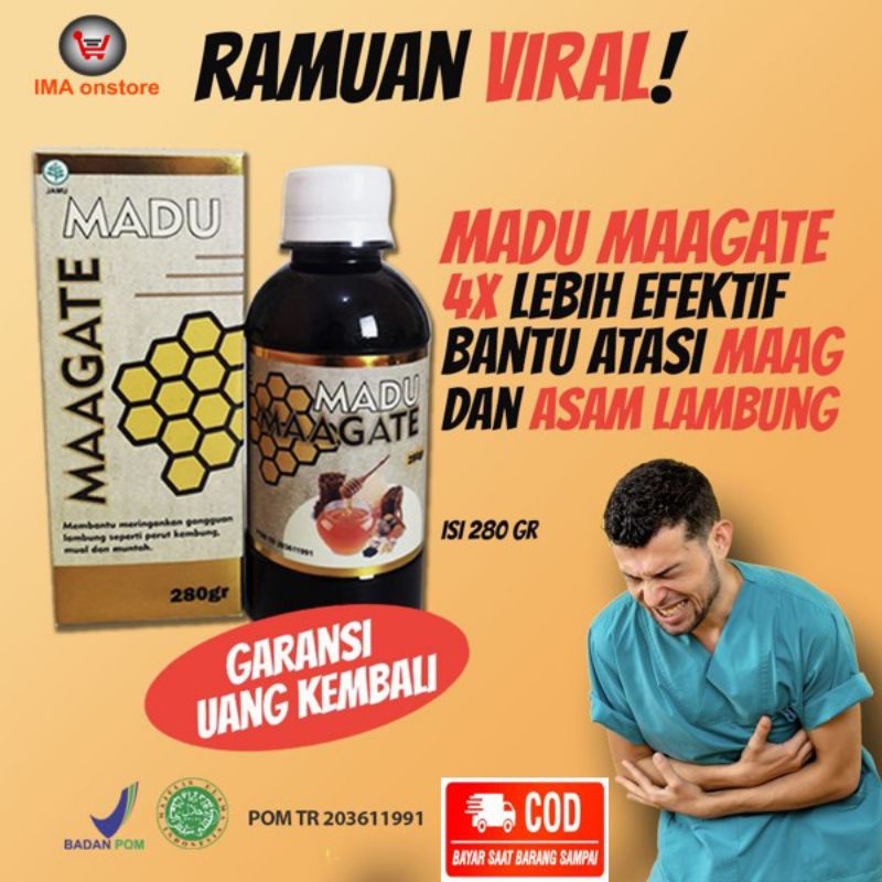 MAAGATE MADU MAAGATE | ATASI MAAG KRONIS ASAM LAMBUNG | MAAGATE 280 GRAM ORIGINAL BPOM