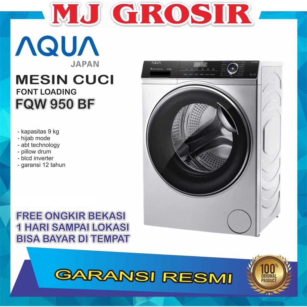 MESIN CUCI FRONT LOADING AQUA JAPAN FQW950BF FQW 950 BF 9 KG