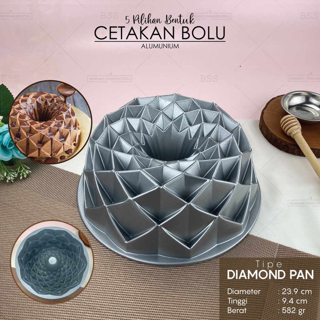 Loyang Cetakan Bolu Kue Basah 24 cm Anti Lengket Allumunium Bentuk Cantik 5 Pilihan Model Lebaran