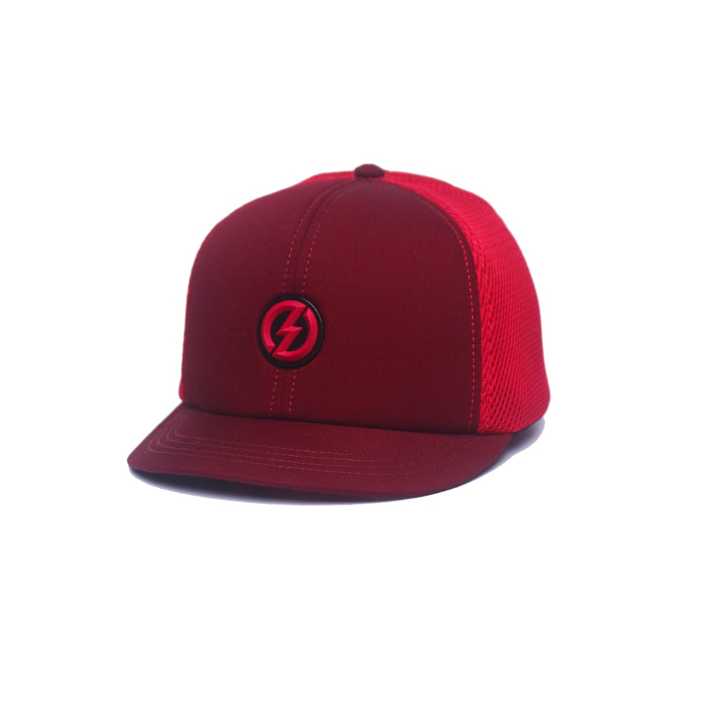 TOPI TRUCKER SKATERS TJ019 LOGO S MERAH MARUN