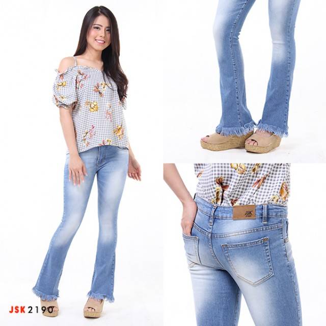 Celana Panjang Cutbray Rumbai Jeans Wanita JSK Jeans Trendy Denim panjang Original Import Jeans