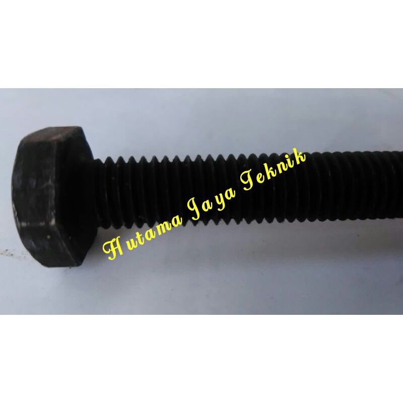 Baut Mur Baja Full Drat10 mm Panjang 65 mm Drat 1.50 Kasar Kunci 17