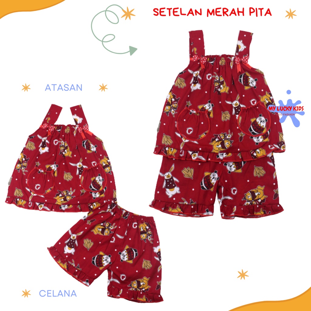 Setelan Singlet Bayi Baju Tidur Anak Perempuan Celana Pendek Usia 0-2 Tahun.