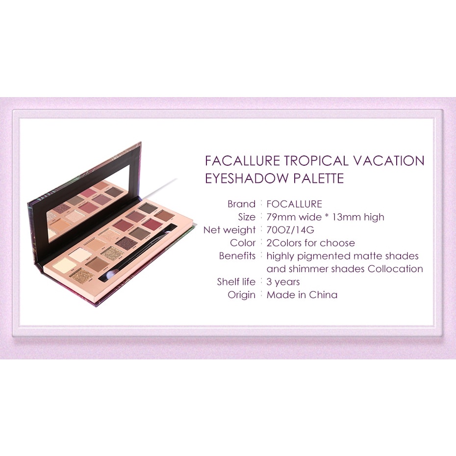 Focallure Tropical Vacation Eyeshadow 14 Colors Eyeshadow Focallure Eyeshadow Palette Focallure Eyeshadow Shimmer FocallurFocallur Focalure Fucallure Focalure Foccalure