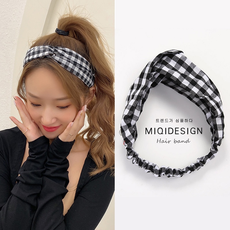 Bando Headband Rajut Kapas Pita / Korea Retro Fashion Premium Bandana Simpul Twist Elastis Jepit Ala Wanita Hairband