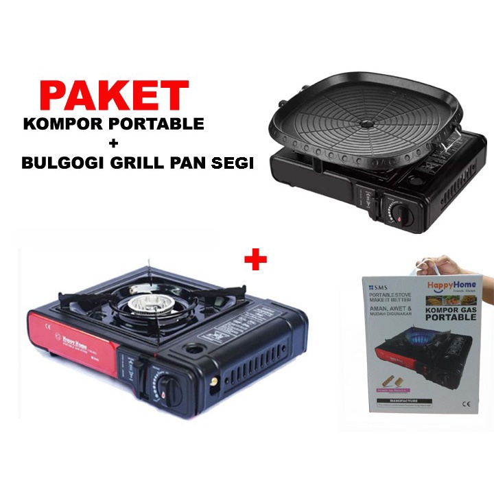 Happy Home Paket Kompor Portable bbq bulgogi grill pan segi 32 cm