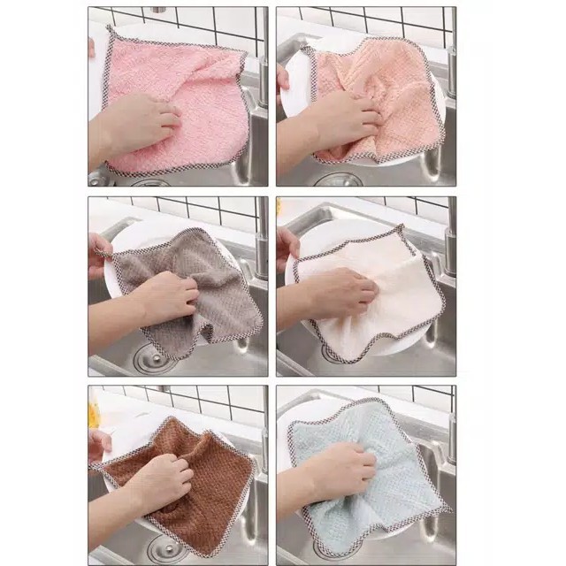 Kain Lap Lap Pembersih Piring Handuk Dapur Rumah Wastafel Lap Pembersih Piring