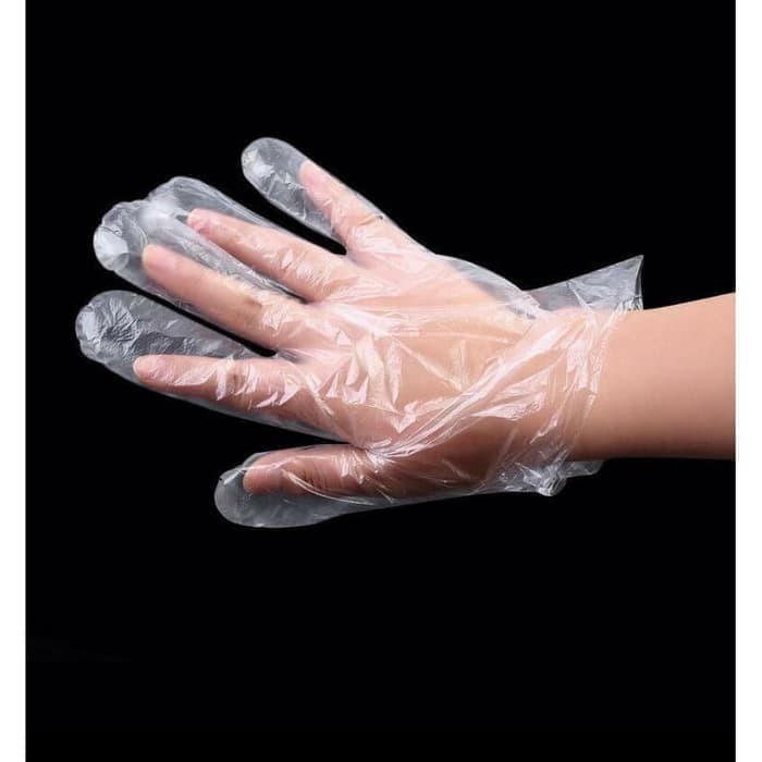 Sarung Tangan Kemasan Plastik isi 100pc Disposable Plastic Gloves.