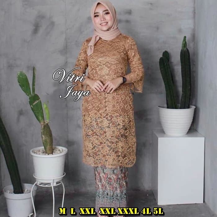 ￼PROMO atasan KEBAYA TUNIK BRUKAT MERAH/BIRU BCA/NAVY/LAVENDER N GOLD/kebaya brokat/coksu