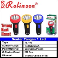 Senter Tangan Mini LED Murah Rolinson RL190 RL-190 Free Baterai AA 1.Pcs
