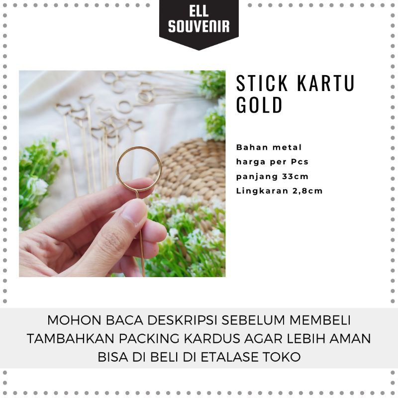 STIK STICK KARTU UCAPAN METAL GOLD BULAT LOVE