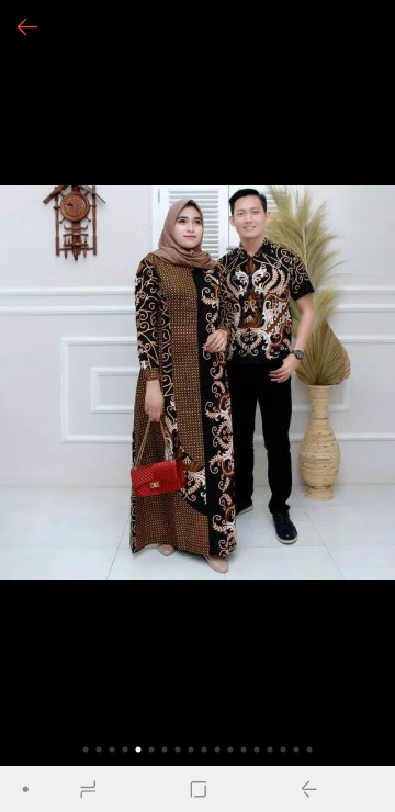Couple Sarimbit Ruffle Terbaru Gamis Kombinasi Modern Hem Batik Ready Sampai Jumbo Ld 120 Ld 110