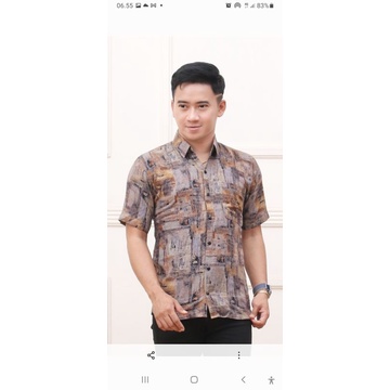 Kemeja Pria Lengan Pendek Kasual Kerja Kantor Pantai Santai Batik Katun Motif Fashion Trend Lembut