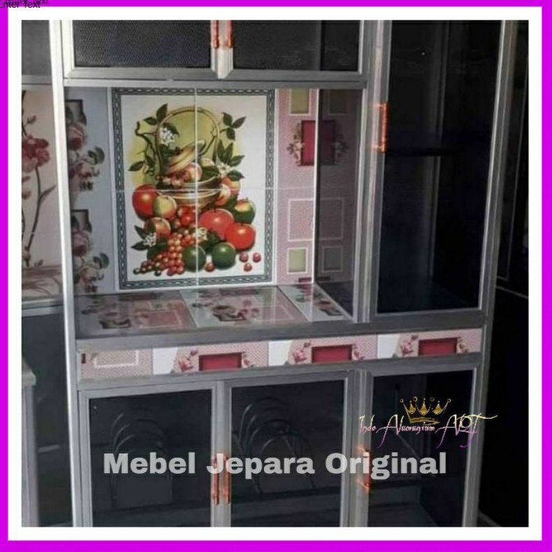Lemari Dapur Minimalis Almunium Kaca - Dapur Sehat Serbaguna