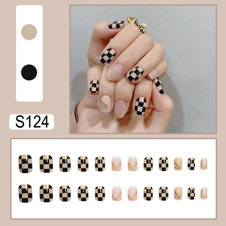 24PCS/SET Simulasi Lem Alpukat Memakai kuku palsu R Perawatan Kuku Palsu-S124
