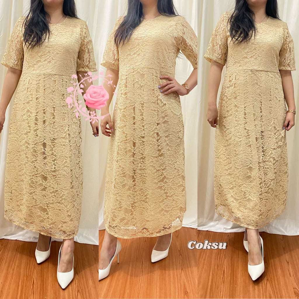 DRESS SERSI BRUKAT FASHION WANITA / GAUN PESTA / PAKAIAN ONDANGAN / SELTING BELAKANG