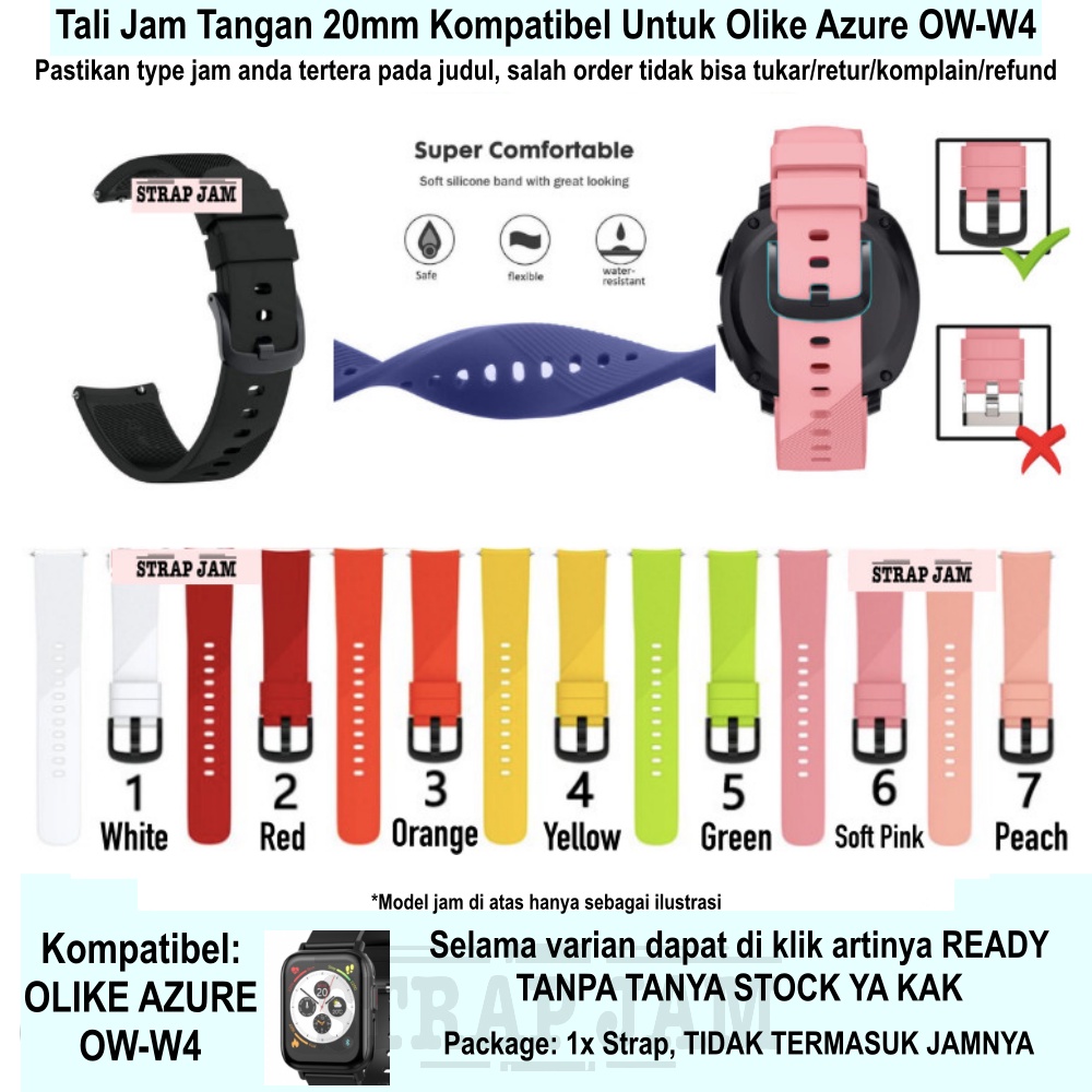 RTS Tali Jam Tangan Olike Azure OW-W4 - Strap Rubber 20mm Dengan Buckle Hitam