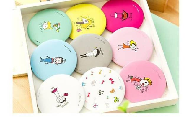 Kaca Cermin Bulat Portable 6,5cm Kaca Bulat Mini Kecil Karakter Korea Cermin Traveling