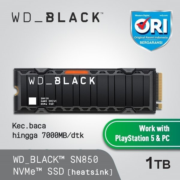 SSD WD Black SN850 1TB NVMe HEATSINK Works With PlayStation 5 or PC