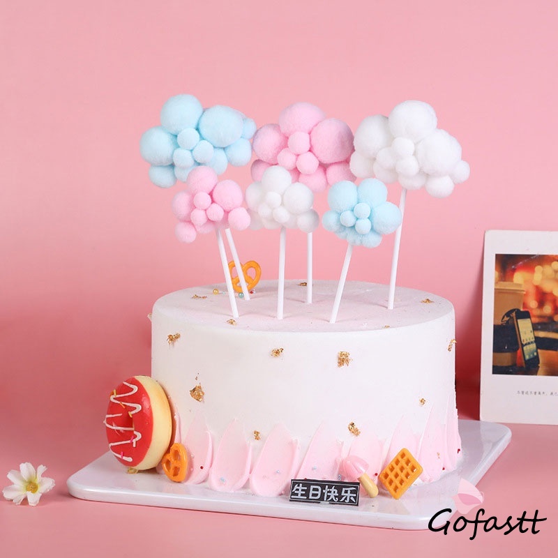 Topper happy birthday/topper Kue/topper cake Awan & Balon Udara 3d Untuk Dekorasi G