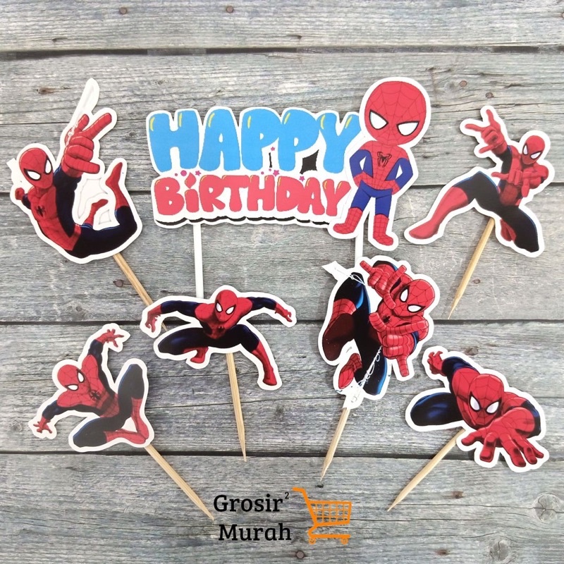 Jual Cake Topper Spiderman Topper Kertas Spiderman Shopee Indonesia