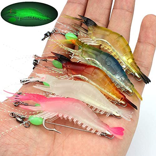 Umpan Pancing Softlure Bentuk Udang Bahan Silikon Dengan Kail Untuk Memancing Di Air Tawar / Asin