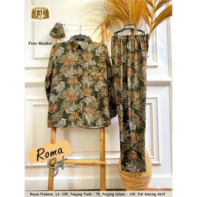 ROMA SET / ONE SET / SETELAN RAYON MOTIF / ONE SET MURAH SOLO / PAJAMAS MURAH / BTC SOLO