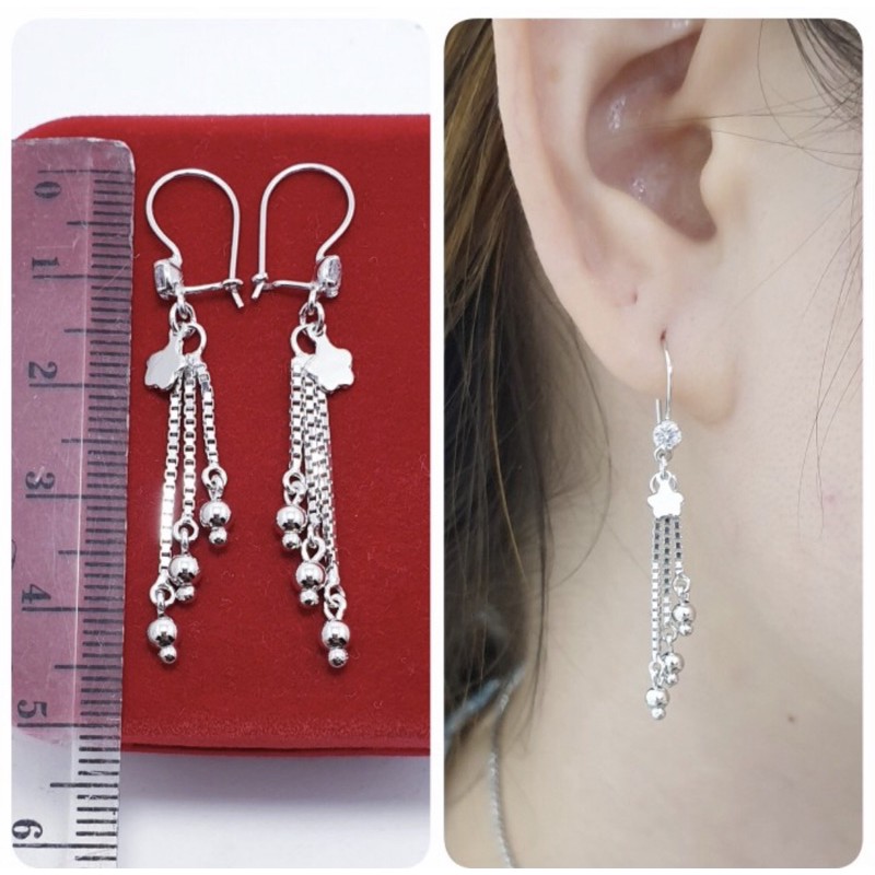 Anting wanita perak 925 lapis emas putih anting panjang anting perak 925