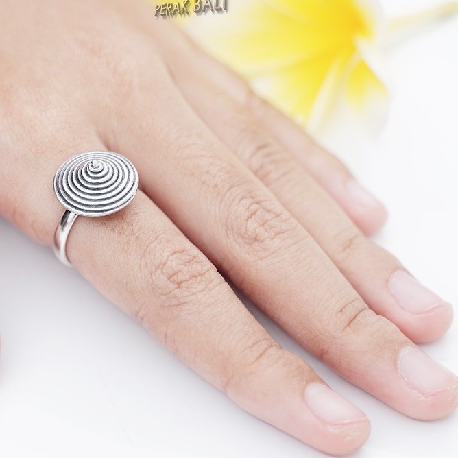 Cincin Perak 925 Asli Wanita Bali Silver Motif Gasing