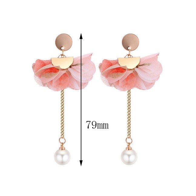 LRC Anting tusuk Fashion Round Shape Decorated Earrings