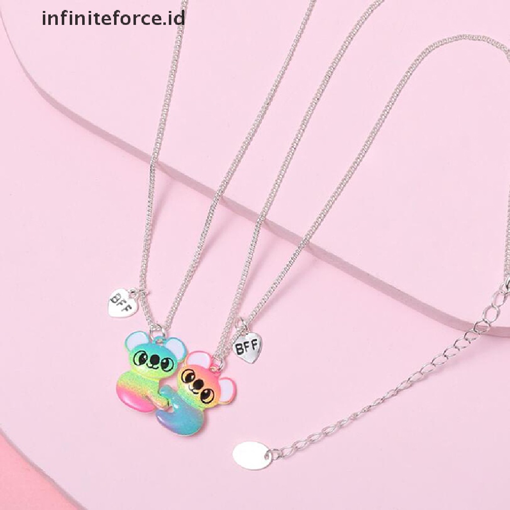 1 Pasang Kalung Persahabatan Dengan Liontin Rakun Warna-Warni
