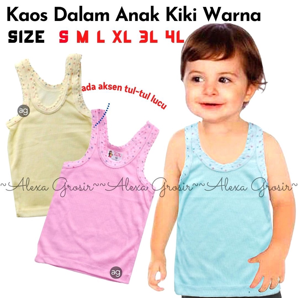 Singlet Anak Balita 2-3 Tahun Size S M L XL 3L 4L/ Kaos Dalam Anak Balita Murah / kaos dalam anak warna kiki