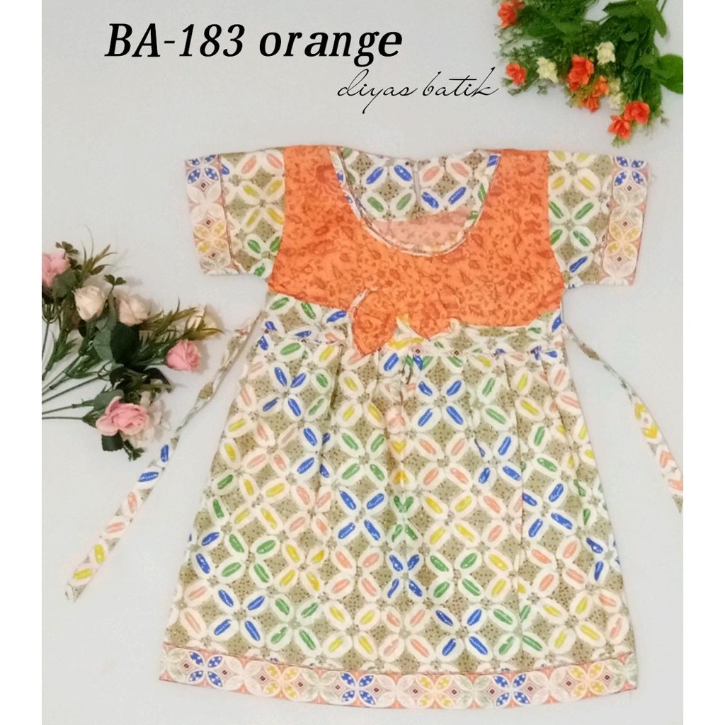 dress batik anak bahan katun warna Orange BA-183