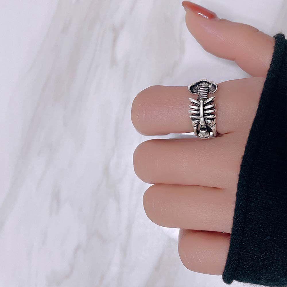 Mxbeauty Cincin Terbuka Tengkorak Retro Hip Hop Klasik Tembaga Untuk Pria Wanita Vintage Knuckle Ring