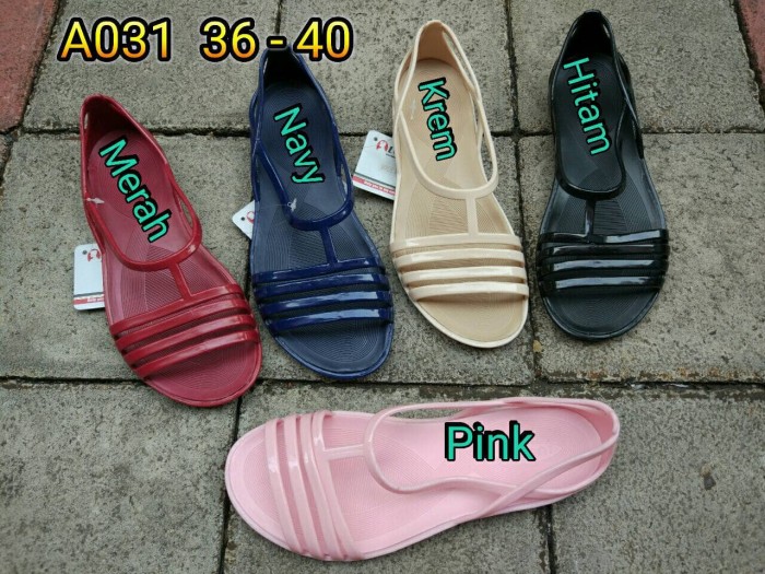 A031pls sandal wanita flat karet jelly luofu sendal wanita murah