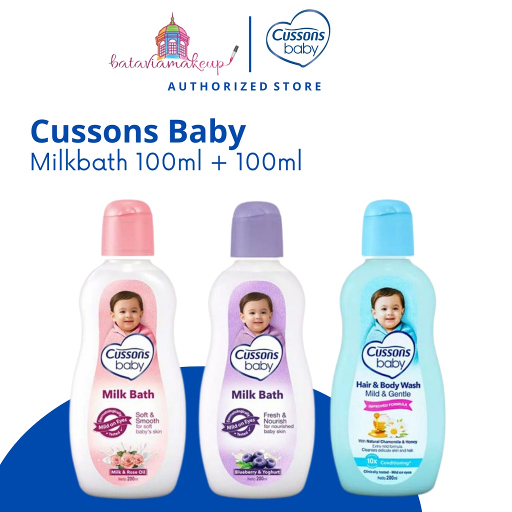 Cussons Baby Milk Bath / Hair&amp;Body Wash /Sabun Madi Cair Bayi/Cusson Sabun Susu Cair 100ml + 100ml Isi Hemat