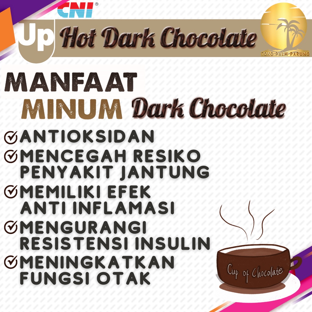 CNI UP Hot Dark Chocolate Minuman Coklat Sehat Nikmat Stamina Terjaga Selalu 15 Sachet X 25gr