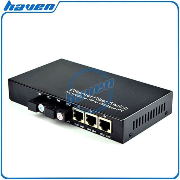 Media Converter 2 FO 3 LAN / Switch Fiber Optic 2 Port SC 100