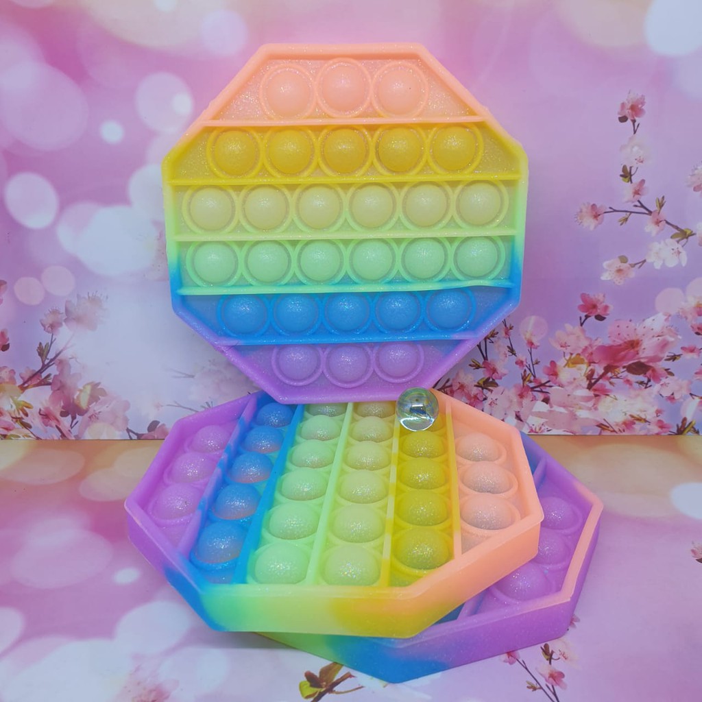 8T NEW FIDGET POP IT MURAH POP IT RAINBOW POP IT VIRAL TIKTOK-LIMAS RAINBOW GLITER